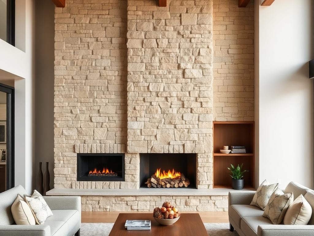 جدار مدفأة حجري