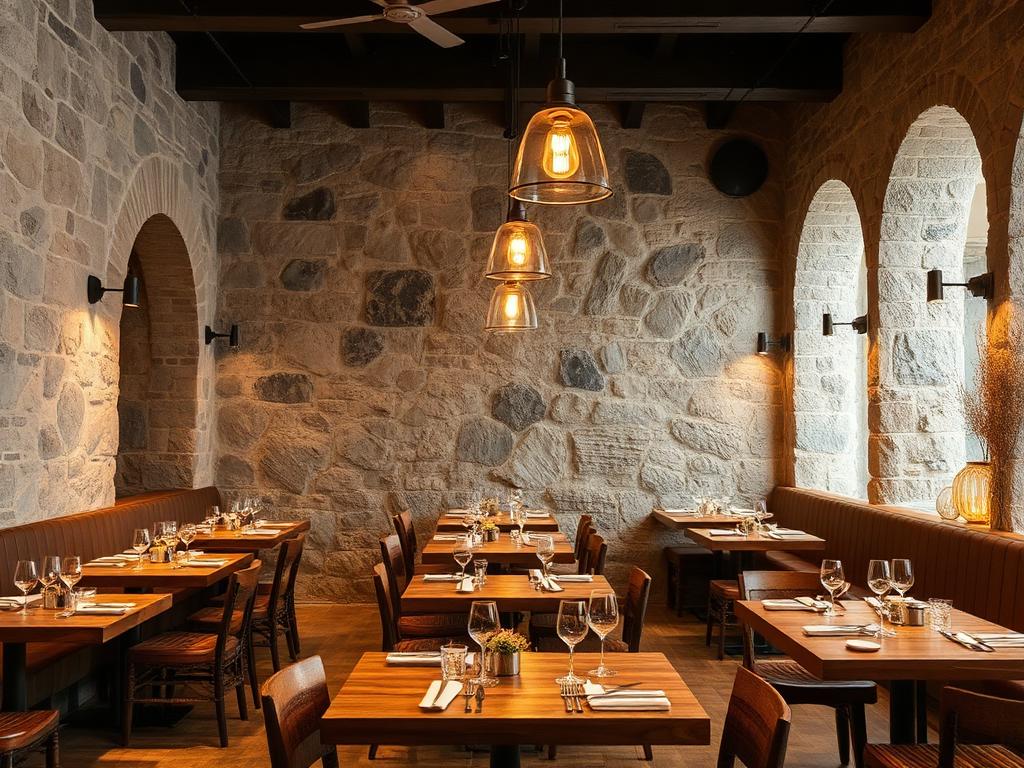 ديكور مطعم بالحجر